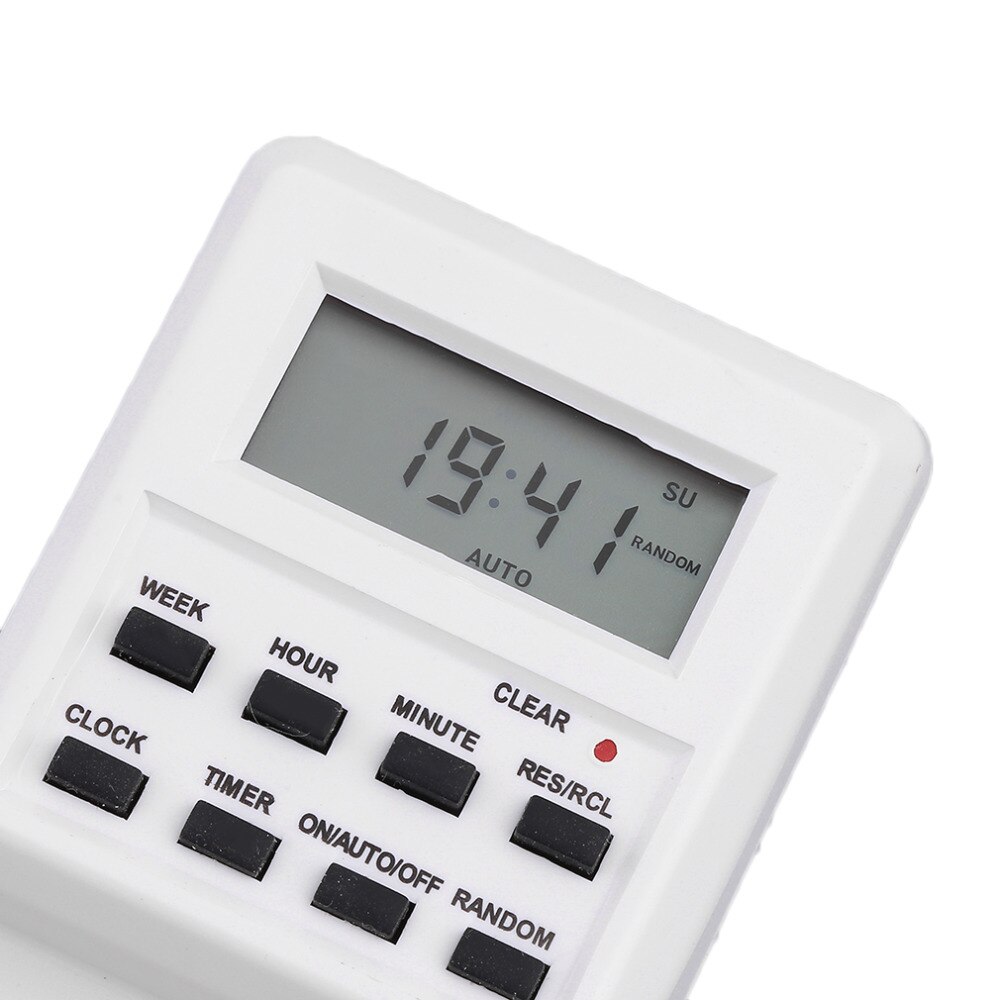 Novedad, enchufe de interruptor de enchufe de 230V, enchufe de temporizador programable enchufable con función aleatoria de reloj, horario de verano, superventas