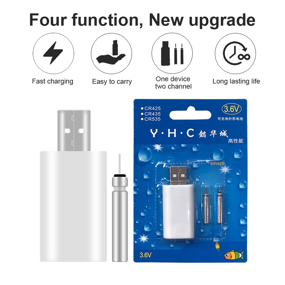 ICERIO LED Fishing Float Rechargeable Battery CR425 USB Charger for Electronic Floats Batteries Night Fishing Accessories Tackle