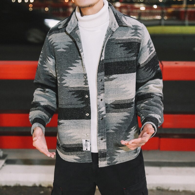 Dikke overhemden voor heren vintage wollen vrijetijdskleding casual overhemd heren plus size streetwear chemise homme flanel