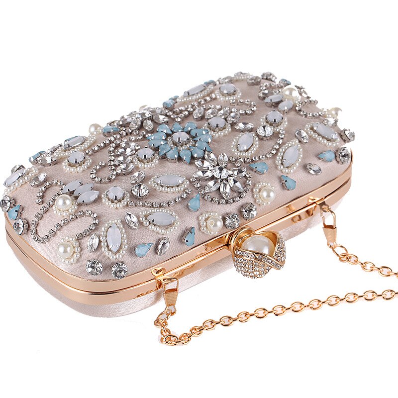Luxe clutch dames kristal diamant avondtassen witte parel kralen schoudertas feesttas bruids bruiloft clutches handtassen