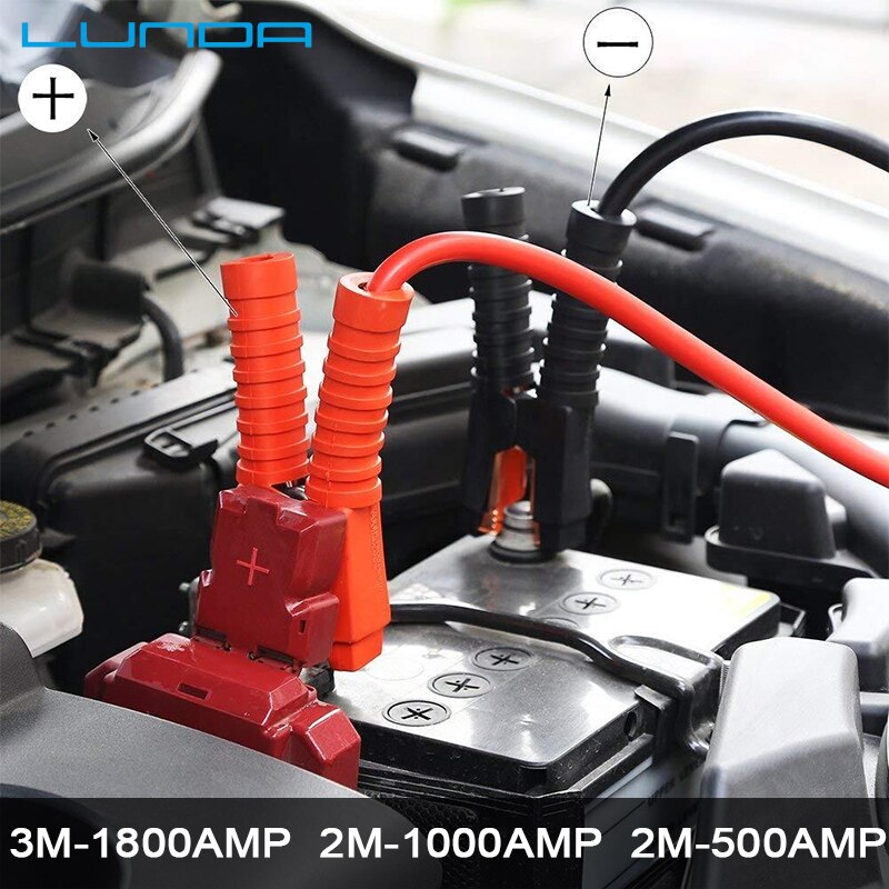 LUNDA Jumper Cables de batería 1800AMP 500AMP 1000AMP Cable de refuerzo terminales de emergencia Cables de salto para coche furgoneta camión