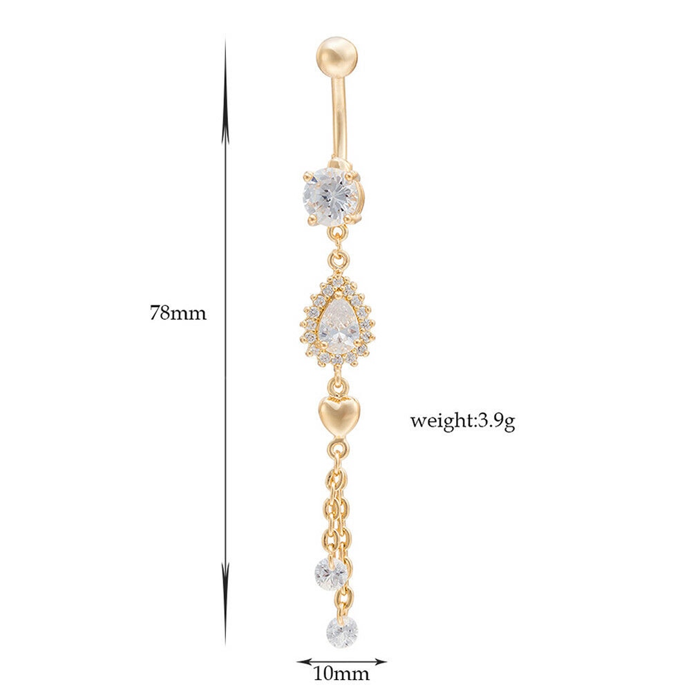 Women Gold Navel Piercing Belly Button Body Jewelry Crystal Zircon Rhinestones Round Body Ring Jewelry