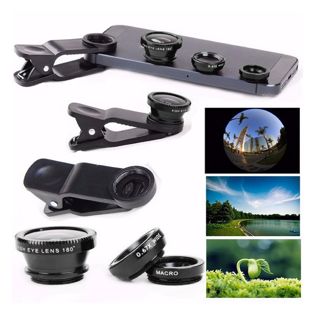 Telefoon Lens 360 Graden Draaien Haai Staart Vormige Clip Foto Camera Lens Kits 180 Graden Fish Lens 0.65X Groothoek 10X Macro Lens