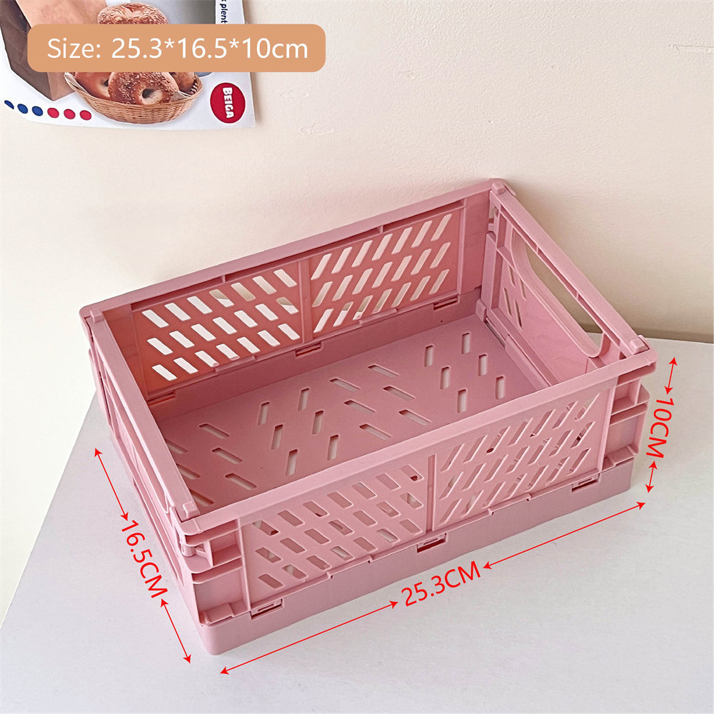 Opvouwbare krat Plastic opvouwbare opbergdoos Mand Utility Cosmetische container Desktophouder Thuisgebruik Schoolbank opbergdoos: Clear