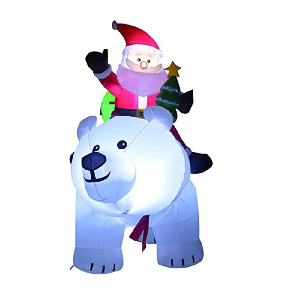 Christmas Self-inflatable Santa Claus model Riding a Large bear LED lighting indoor and outdoor decoration