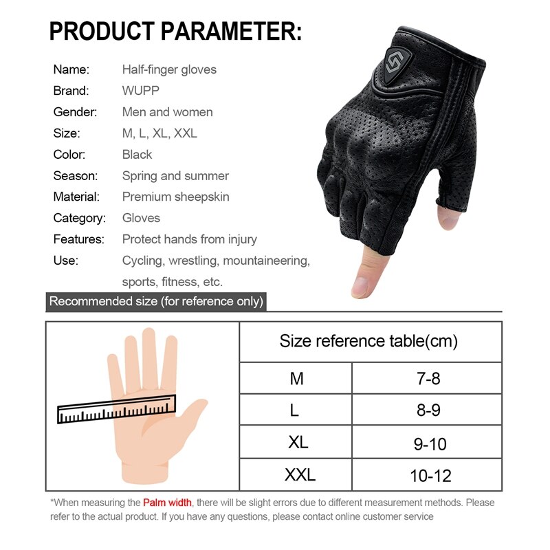 Guantes de Ciclismo de oveja, mitones de cuero sin dedos, medio dedo, para Motocross, montañismo, Fitness, 1 par