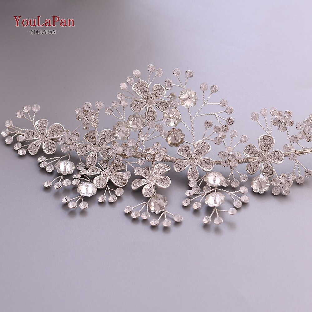 YouLaPan SH273 Princess Bridal Belt with Alloy Flower Rhinestone Applique Belts Women Belts with Diamonds Style Bridal Belt