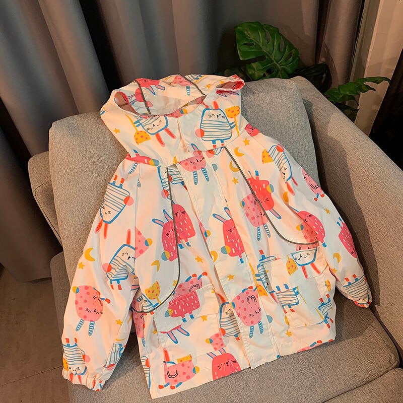 Giacche per bambini ragazza giacca a vento fodera sottile ragazza mantello con cappuccio giacche per ragazze grandi cappotto antipioggia impermeabile antivento primavera autunno