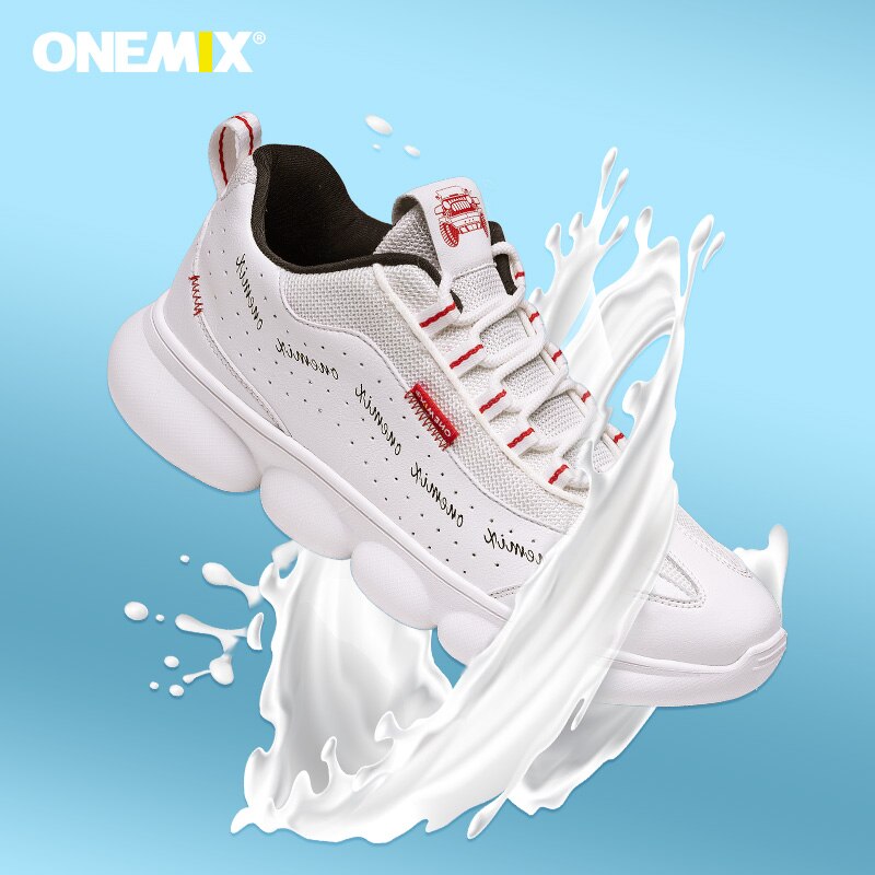 Onemix lette joggesko for menn pustende mesh sommer fritidskomfort hvit sport pappa sko mann plattform gå joggesko