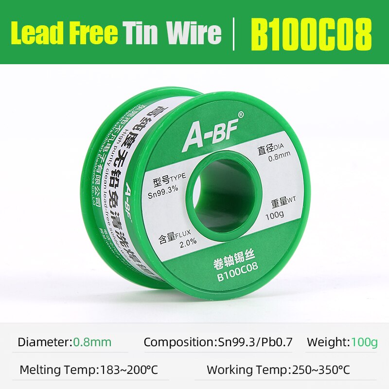 Alambre de estaño para soldadura de A-BF sin plomo, rollo de alambre para Estación de soldadura de hierro, punto de fusión bajo, sin limpiar, 0,6mm/0,8mm/1mm