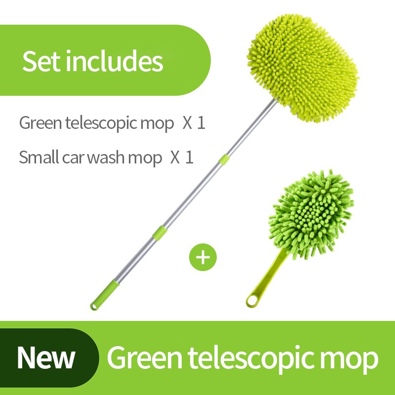 Autowasseretteborstel Cleaning Mop Chenille Bezem Verstelbare Telescopische Lange Handvat Auto Cleaning Tools Draaibare Borstel Auto Accessoires: Mop and Brush