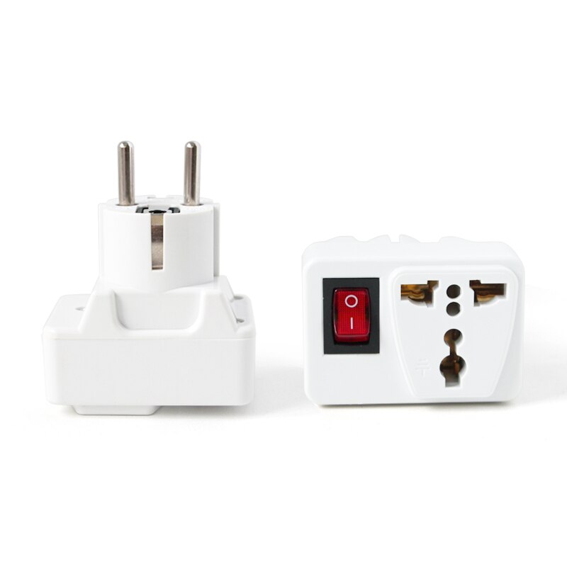 1 PC Universal UK US AU to EU AC Power Socket Plug Travel 250V 6A Electrical Charger Adapter Converter With Switch