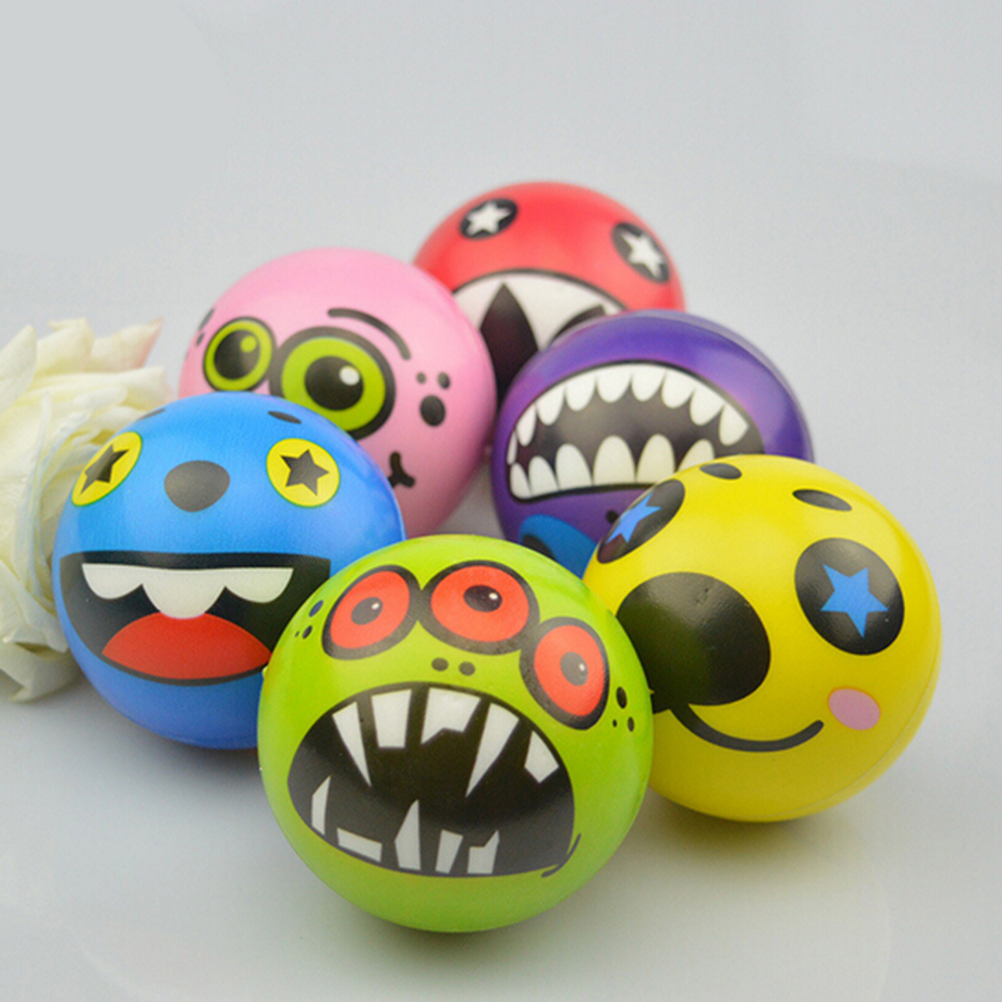 1PCS 6.3cm Exercise PU Rubber Toy Balls Face Print Sponge Foam Ball Stress Ball Relief Toy Hand Grips Muscle Training