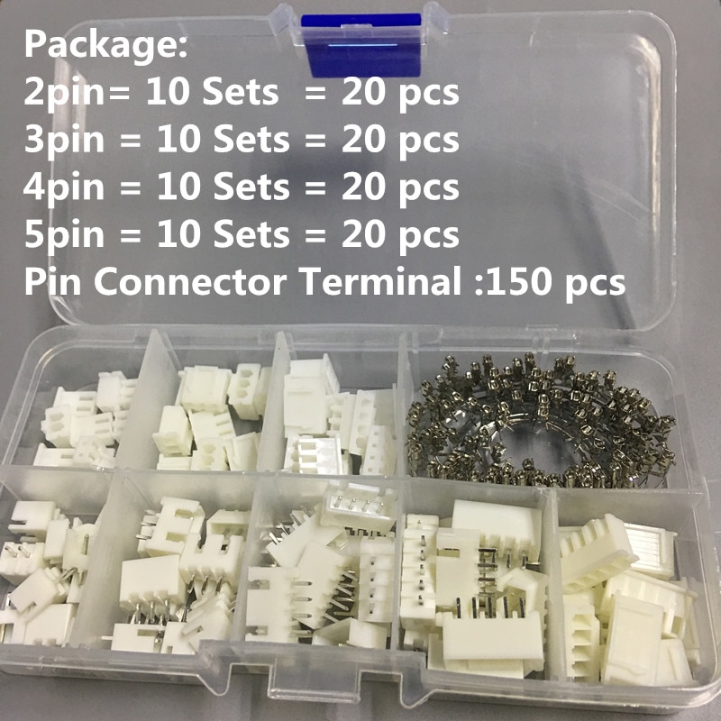 230Pcs For Jst Xh2.54Mm 2 3 4 5 Pin Board Connectors Plug Mini Male Female Kit