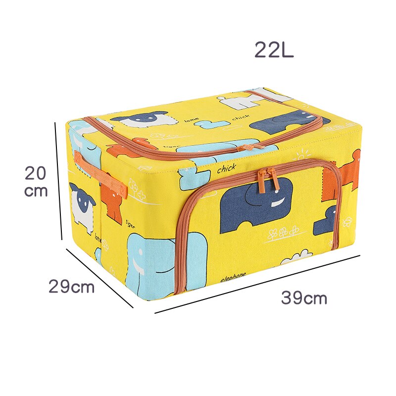 Cute Fabric Storage Box Foldable Clothes Bag Laundry Blanket Pillow Toy Storage Cabinet Pet House Toolbox Car Trunk Organizer: YELLOW 22L