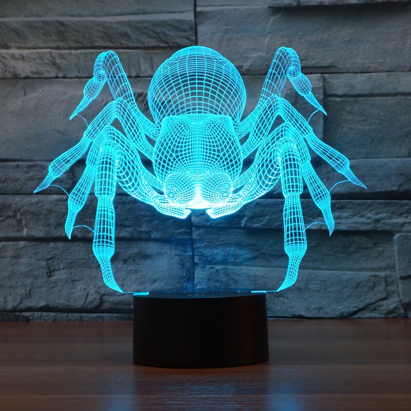 Lampe araignée d'halloween, 3d décorations de fête colorées, veilleuse tactile, scène d'halloween, accessoires réalistes, fournitures de festival, jouets amusants