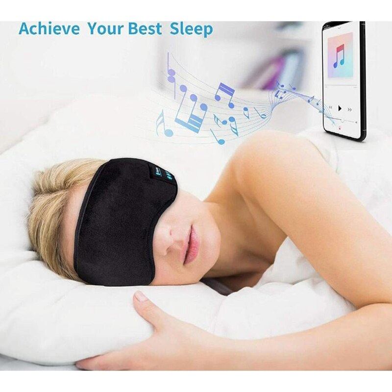 Slaapkoptelefoon bluetooth oogmasker, draadloze bluetooth 5.0 koptelefoon muziek reis slaapkoptelefoon slaapmasker