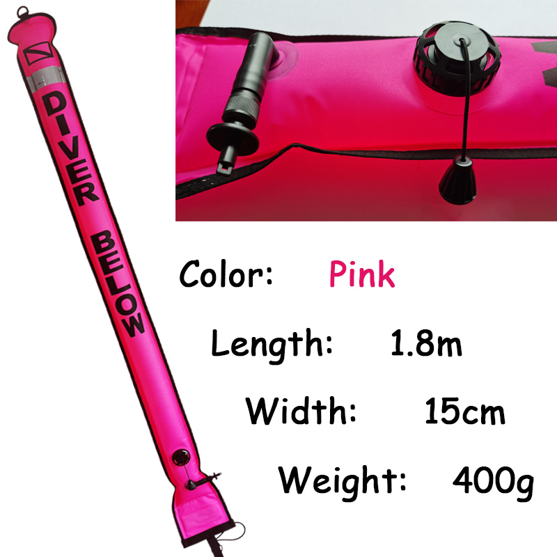 DIVING SMB 1.2m 1.5m 1.8m Buoy Colorful Visibility Safety Inflatable Scuba Diving SMB Surface Signal Marker Buoy Accessory: 1.8m pink