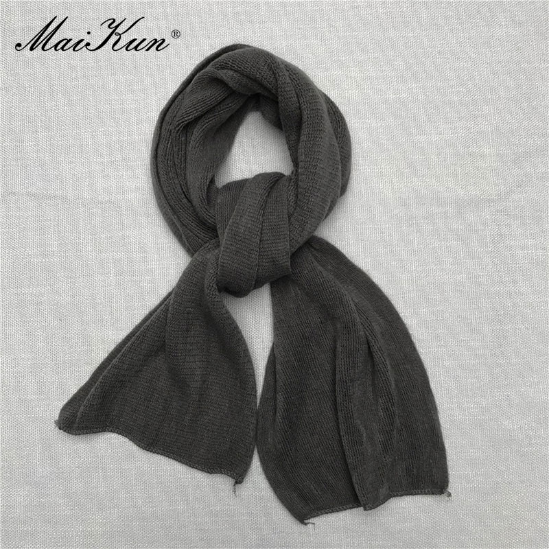 Maikun-bufanda gruesa y cálida para hombre y mujer, pañuelo de Cachemira de imitación de Color puro, bufanda negra para invierno, Unisex: 11