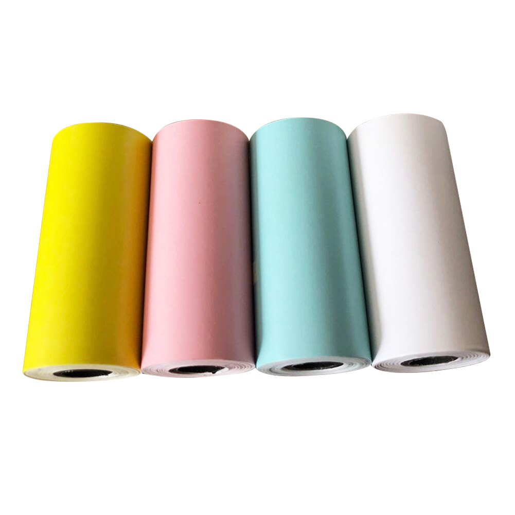 4 Pcs/set Bill Receipt Paste Photo Roll Colorful Durable Portable Thermal Sticker Printing Paper Continuous Self Adhesive