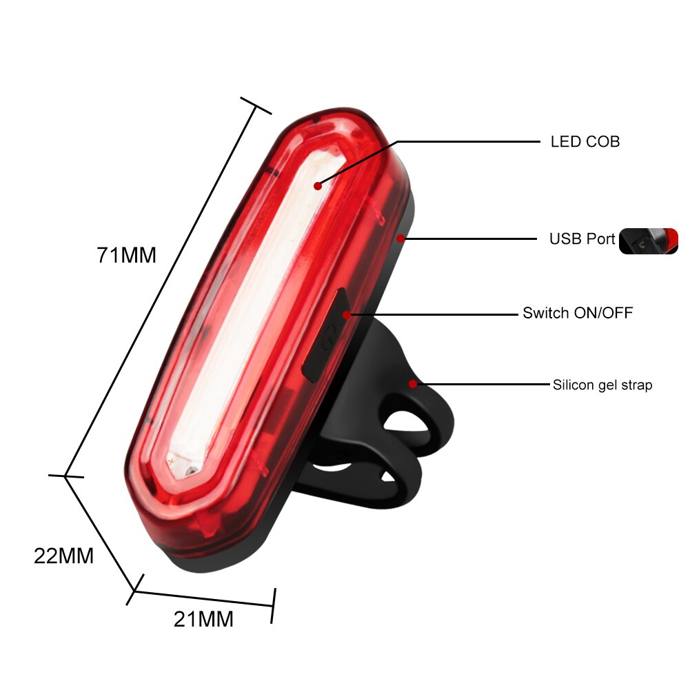 Fiets Achterlicht Usb Oplaadbare Cob Led Mountain Fiets Achterlicht Mtb Veiligheidswaarschuwing Fiets Achterlicht Fiets Lamp