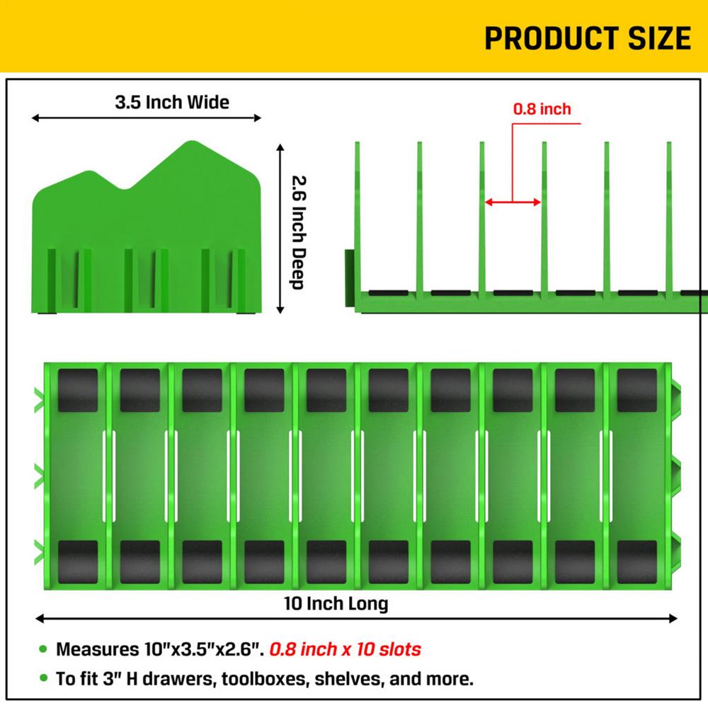 Organizador de almacenamiento de herramientas, alicates y llaves, soporte de herramientas con 10 ranuras, martillos, sistema de almacenamiento de herramientas de mano, estante Modular para caja de herramientas de almacenamiento de taller: Verde