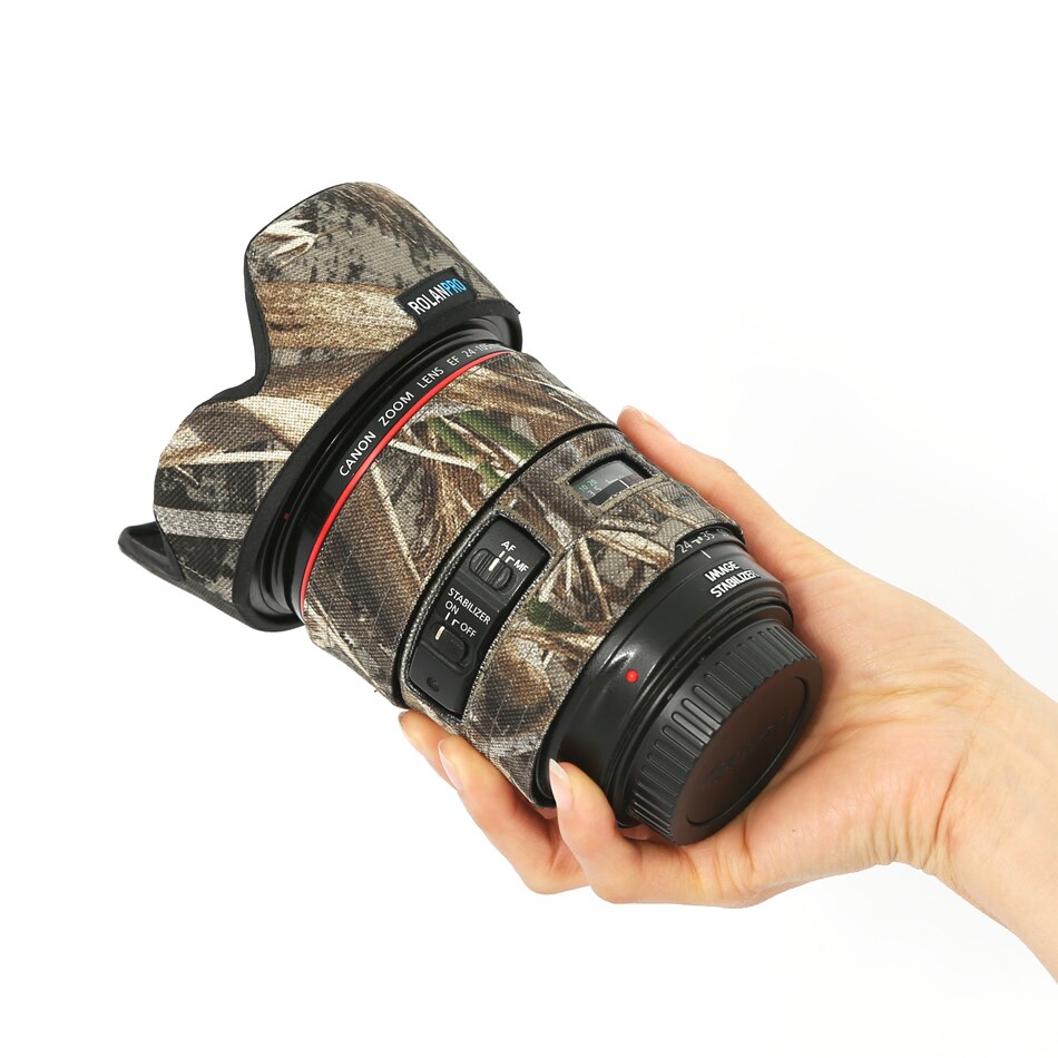 ROLANPRO – housse d&#39;objectif pour Canon EF 24-105mm f4L IS USM, Camouflage, pluie, manches d&#39;objectif, étui pour armes, vêtements de photographie