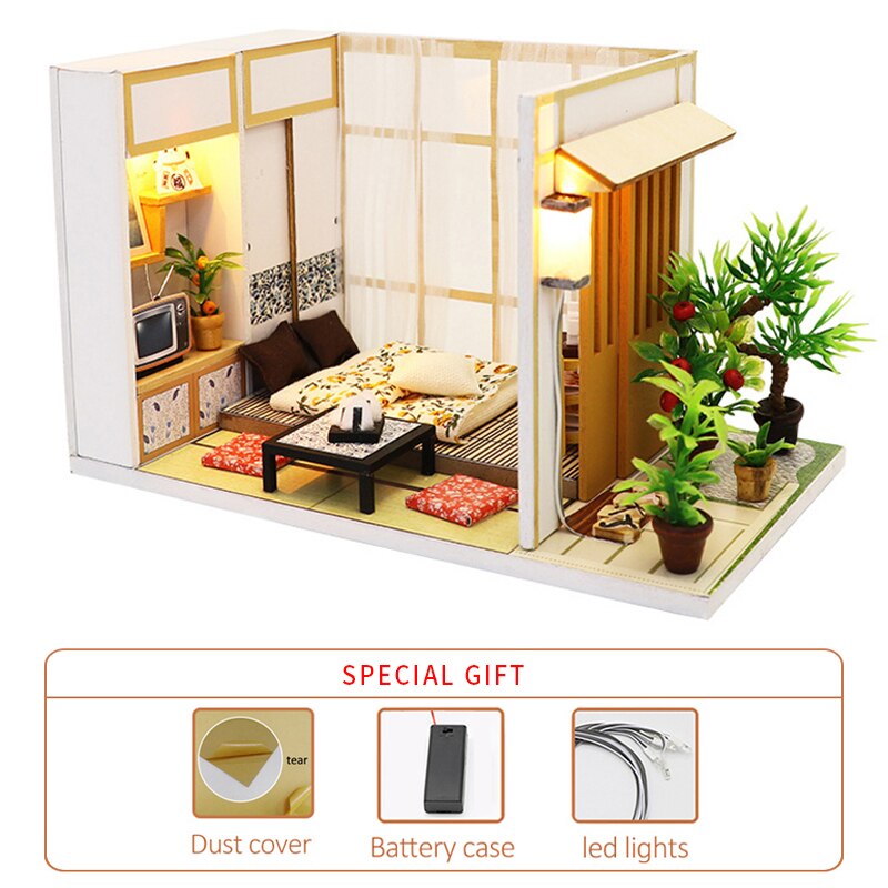 Diy Miniature Dollhouse Kit Handmade Model Wooden House Kitchen Roombox Birthday Christmas Kids Toys Doll House Furniture: Chocolate Color