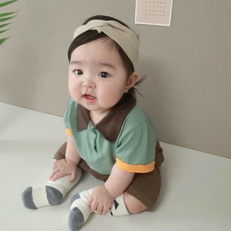 Zomer Baby Tops Peuter Baby Jongen Splicing Mode Korte Mouwen T-shirt Baby Meisje Ademend Katoenen Kleding
