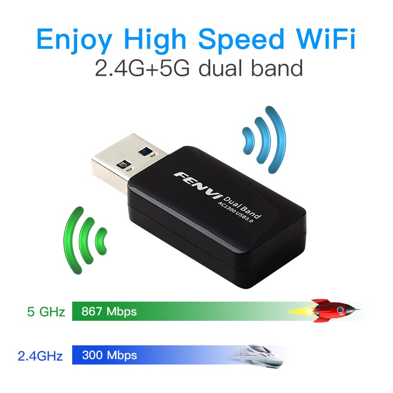 Adaptador wi-fi, sem fio, 1300mbps, usb, 2.4 ghz, 5ghz, dongle dual band 802.11n/g/b/ac, mini receptor para laptop