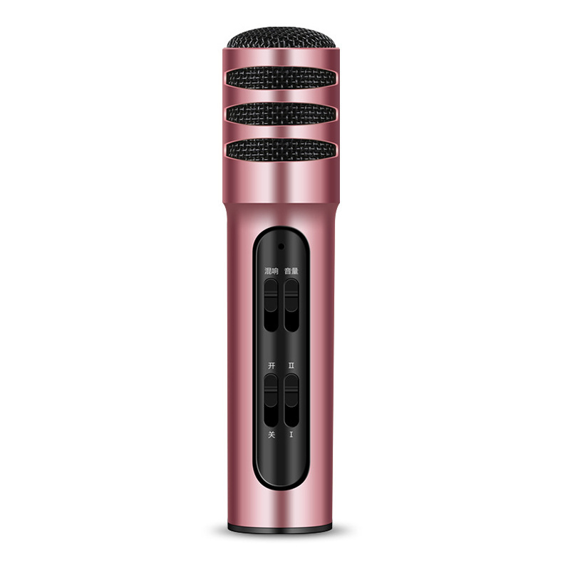 Micrófono de teléfono móvil, boquilla, dispositivo de Karaoke, canto en vivo, ancla, juego de ordenador doméstico para niños, equipo de tarjeta de sonido: Pink low match