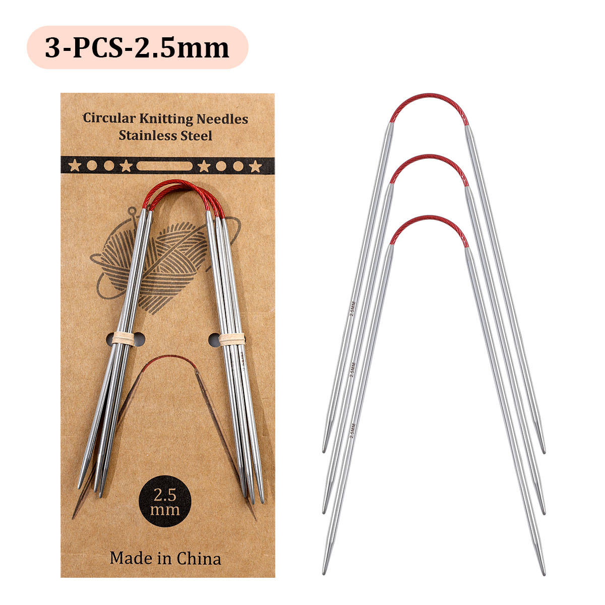 Agujas circulares cortas de 23cm, herramientas de tejer a mano huecas de acero inoxidable para manualidades de lana DIY: Violeta