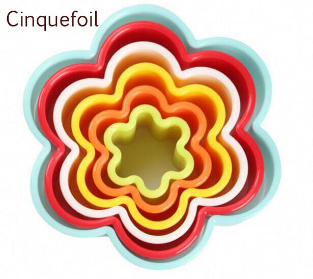 7 -formede kiks kage dessert form fødevaregodkendt plast form udskåret chokolade gelé budding mousse ring udskåret form modellering gadget: Cinquefoil
