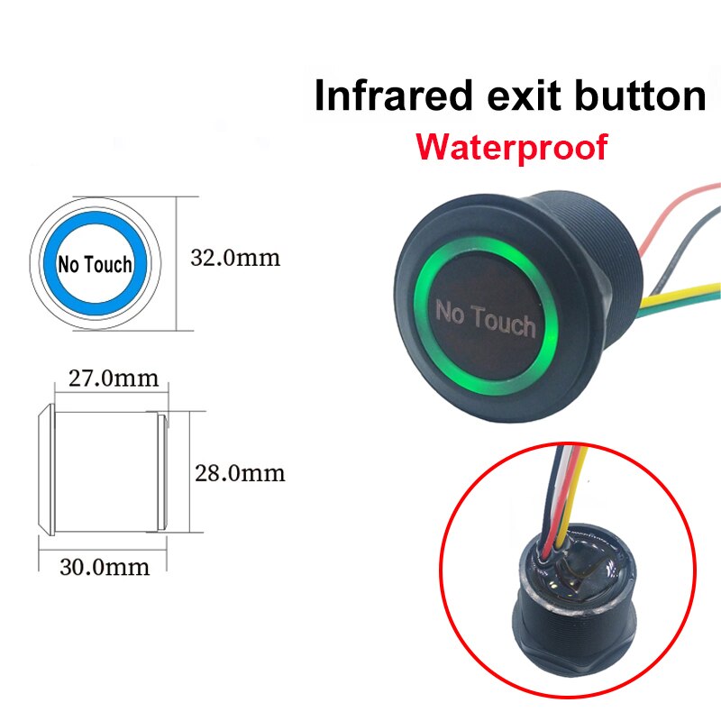 Waterproof No Touch Infrared Sensor Exit Button Switch Access Control Door Exit button Contactless Door Release Switch Sensor