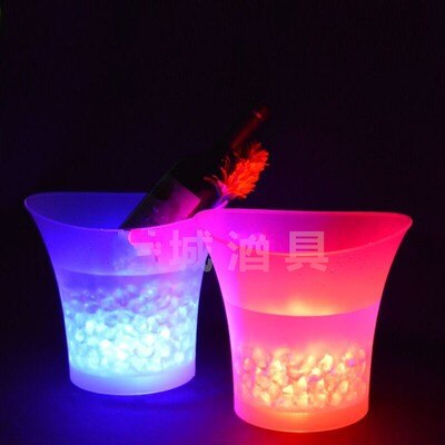 5L Waterproof Rechargeable LED Luminous Ice Buckets Colorful Changing ice cooler bar night club Champagne wine beer ice bucket: colorful changing