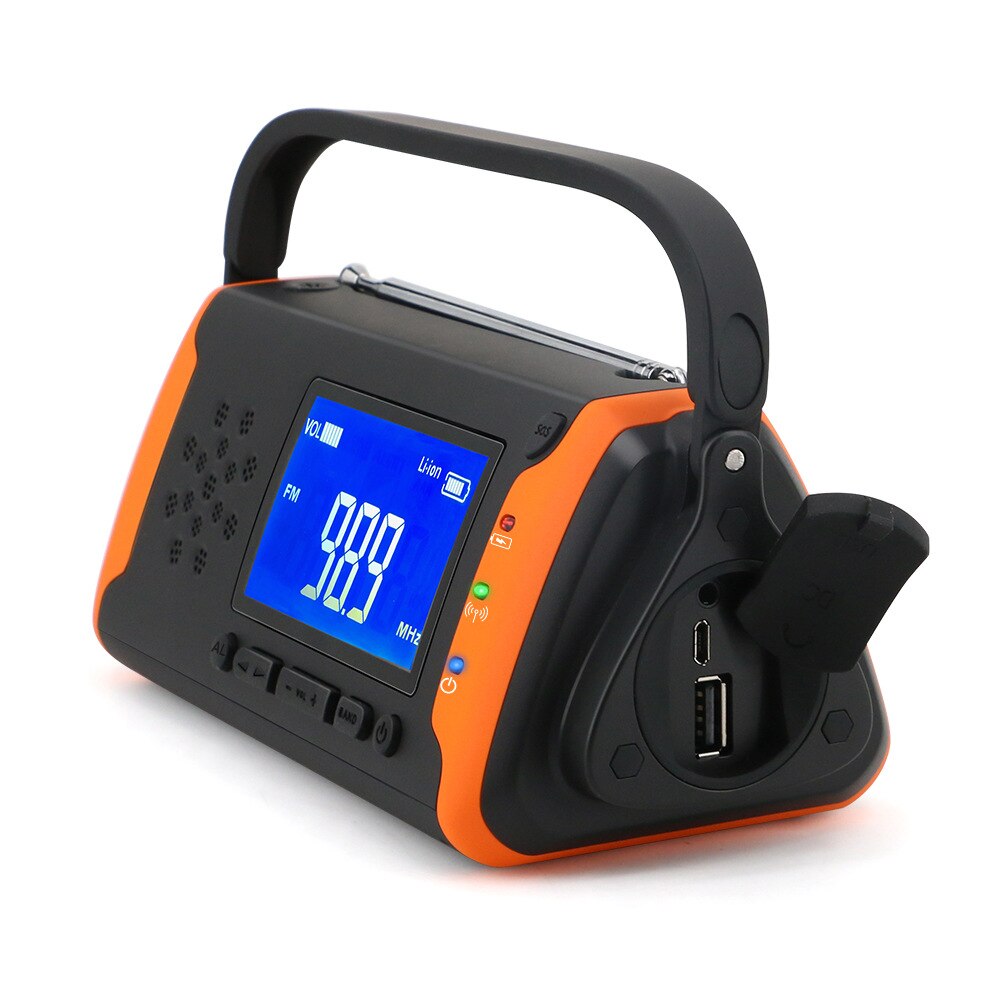 4000Mah Solar Radio Am/Fm Radio Lcd Multifunctionele Draagbare Emergency Radio Met Led Zaklamp Solar Mobiele Powerbank Radio