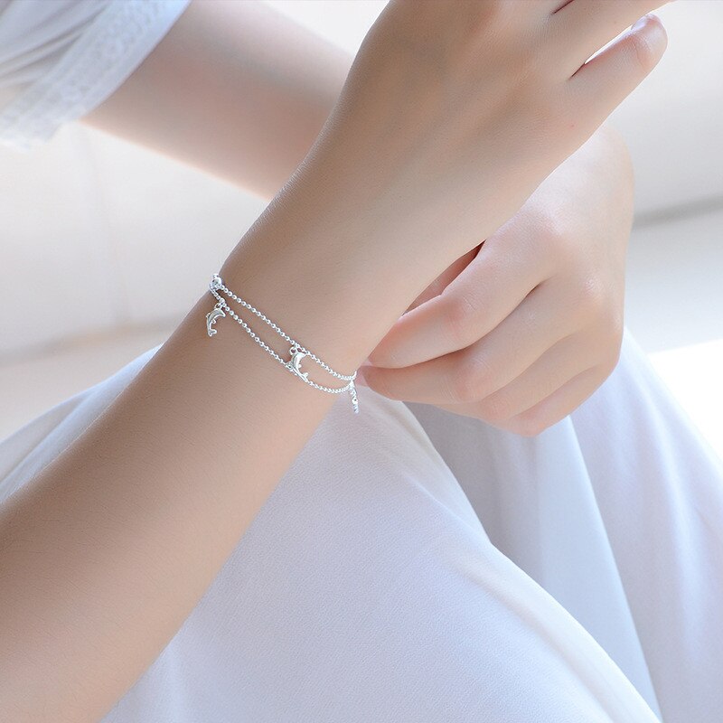 Everoyal Silver 925 Girl Anklet Jewelry Dolphin Silver Bracelets For Women Wedding Birthday Accessories Lady