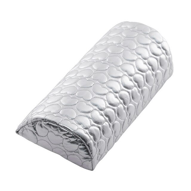 Almohada de mano para manicura de cuero, soporte lavable para brazos, cojín de descanso para manos, mesa Multicolor extraíble, herramientas para uñas: silver