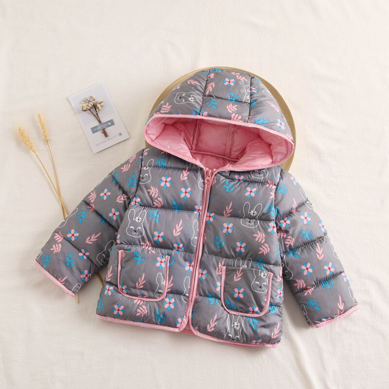 Winterjas Voor Kinderen 90% Katoen Cartoon Dier Patroon Warm Capuchon 2-6T Parka Unisex Kleding Bovenkleding: gray / 3T