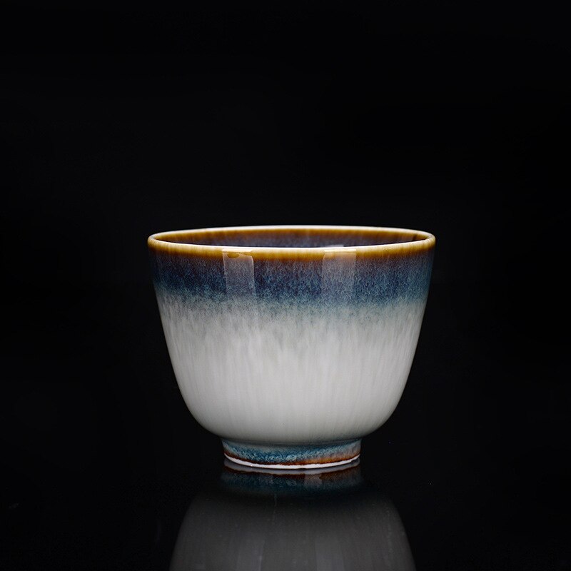 Kiln Baked Teacup Temmoku Glaze Brushed Siyao Change Master Cup Teacup Tea Ceramic Kung Fu Tea Cup: B