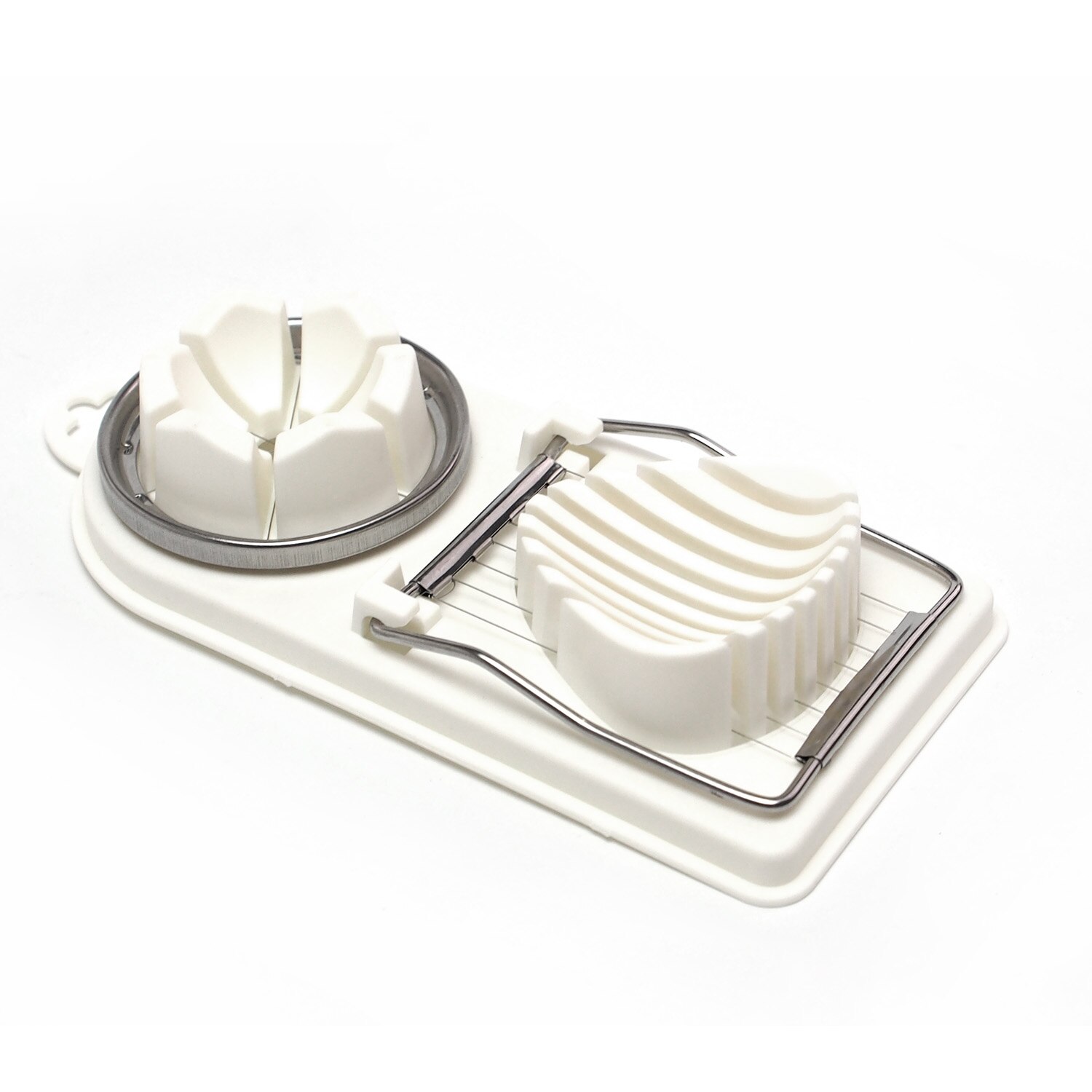 1Pcs 304 Rvs 20*9*3.8Cm Multifunctionele Pp Plastic Basis Ei Cutter 2 In 1 snijden Ei Gereedschap Fancy Bloemblaadje Slicer: WHITE