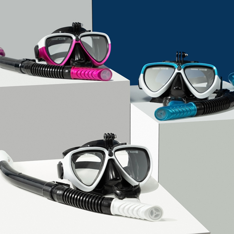 Professionele Duikbril Scuba Snorkel Zwemmen Goggle Droog Snorkel Buis Set Mannen Vrouwen Anti-Fog Bril Met Camera Gopro houder