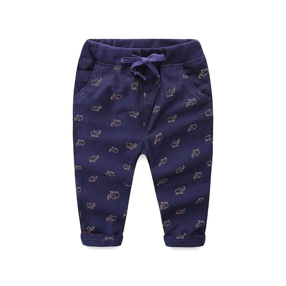 Children 100% Cotton Trousers Boys Spring Autumn Animal Print Kids Trousers Casual Outwear Trousers Kids Clothing: 2T