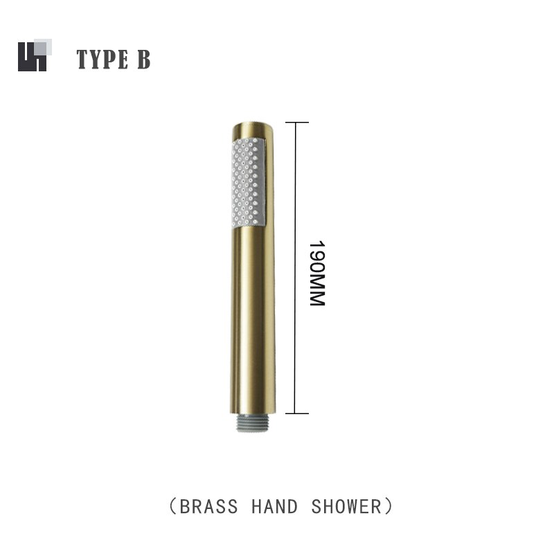 Brushed Gold Hand Shower Bathroom Handhold Water Saving Shower Head Round Square Wall Mount Holder Shower Hose Bath Hand Sprayer: Type B Shower Only
