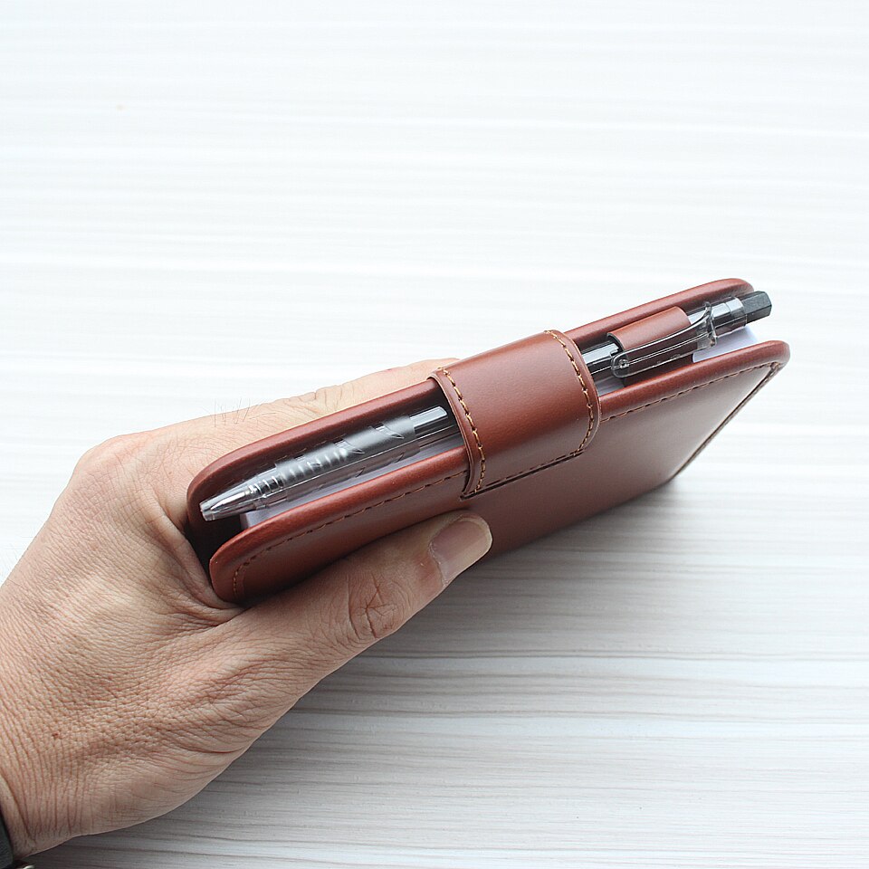 A6 Kleine Business Notebook Retro-Stijl Lederen Notebook Kantoor Leren Notepad Wordt Geleverd Met Een Bal Pen Planner Voor Briefpapier