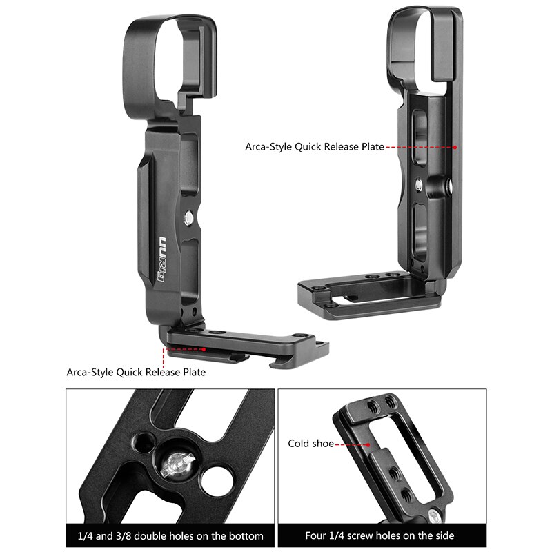 Plaque de dégagement rapide verticale Vlog pour Sony A6400 A6500 A6300 Vlog L support de plaque avec chaussure froide de Style Arca pour Microphone