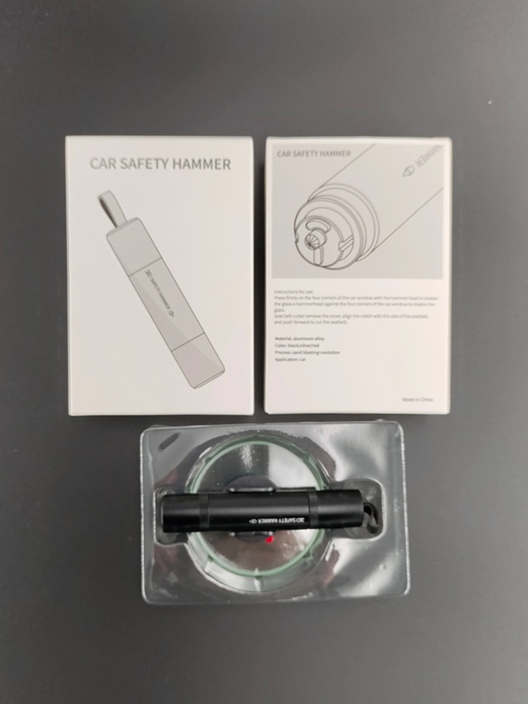 Emballage anglais complet pour grossiste Dropshipper 2 en 1, marteau de sécurité pour voiture, brise-verre d'urgence, outil de sauvetage pour couper la ceinture de sécurité