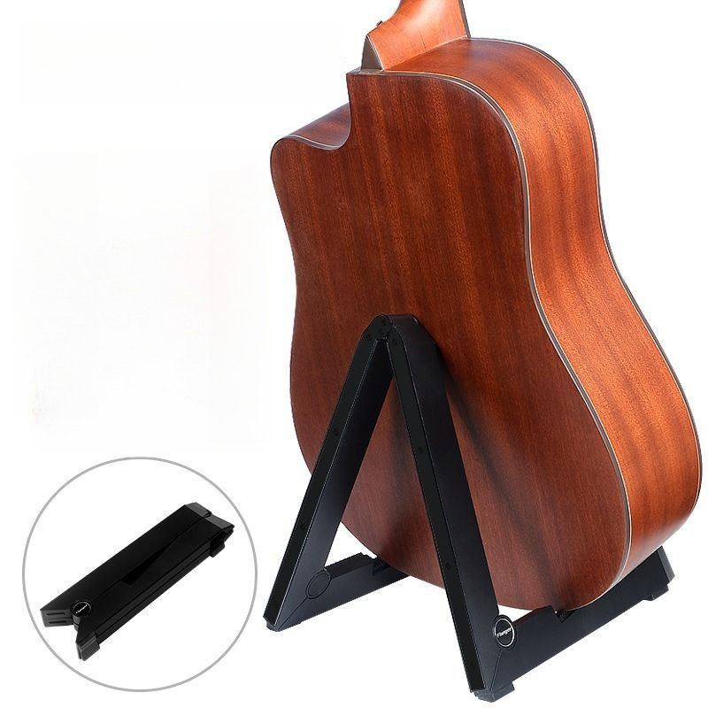 Support de guitare en métal durable à cadre en A – Support de sol autoportant pour guitares acoustiques et électriques: jaune clair