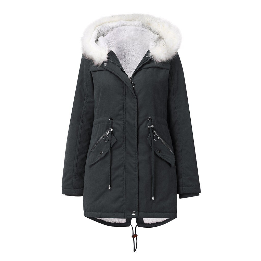 Capuche hiver Parka grande taille femmes épais fille neige manteau coton veste Long pardessus rue femme solide haut pour femme # G30: Gray / L