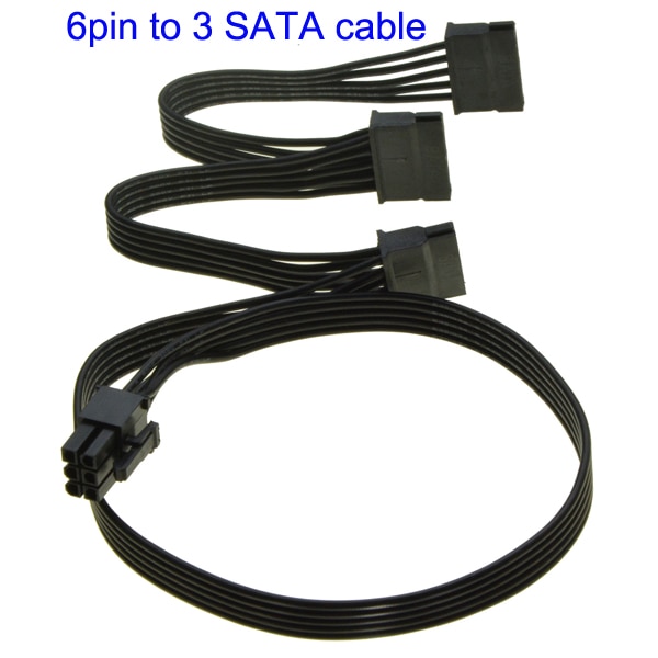 PCIe 6Pin Male to 2 / 3 / 4 SATA Power Supply Cable for Seasonic Focus Plus Platinum FOCUS+ Series 850PX 750PX 650PX 550PX PSU: 6Pin to 3 SATA
